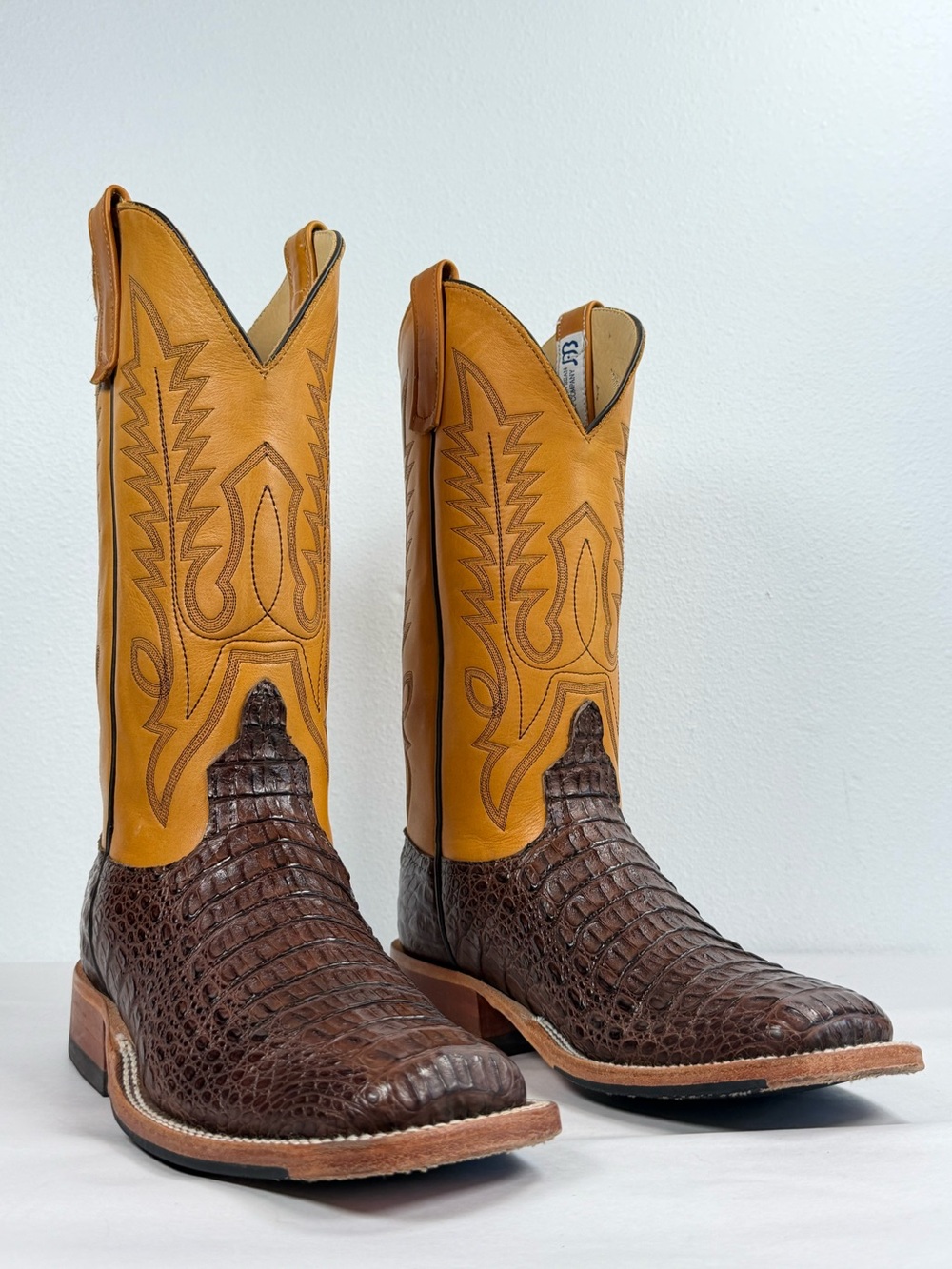 Anderson Bean Men’s Exotic Cowboy Boots Size 8 D Brown Caiman Made In USA